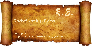 Radvánszky Emma névjegykártya